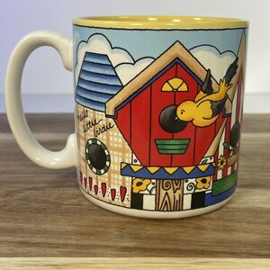 1996 FIB Hello Little Birdie Tweet Home House Mug Betty Confetti Flowers Inc